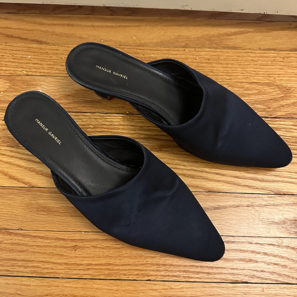 Mansur Gavriel - Dark Blue Cloth Mule; Size 37